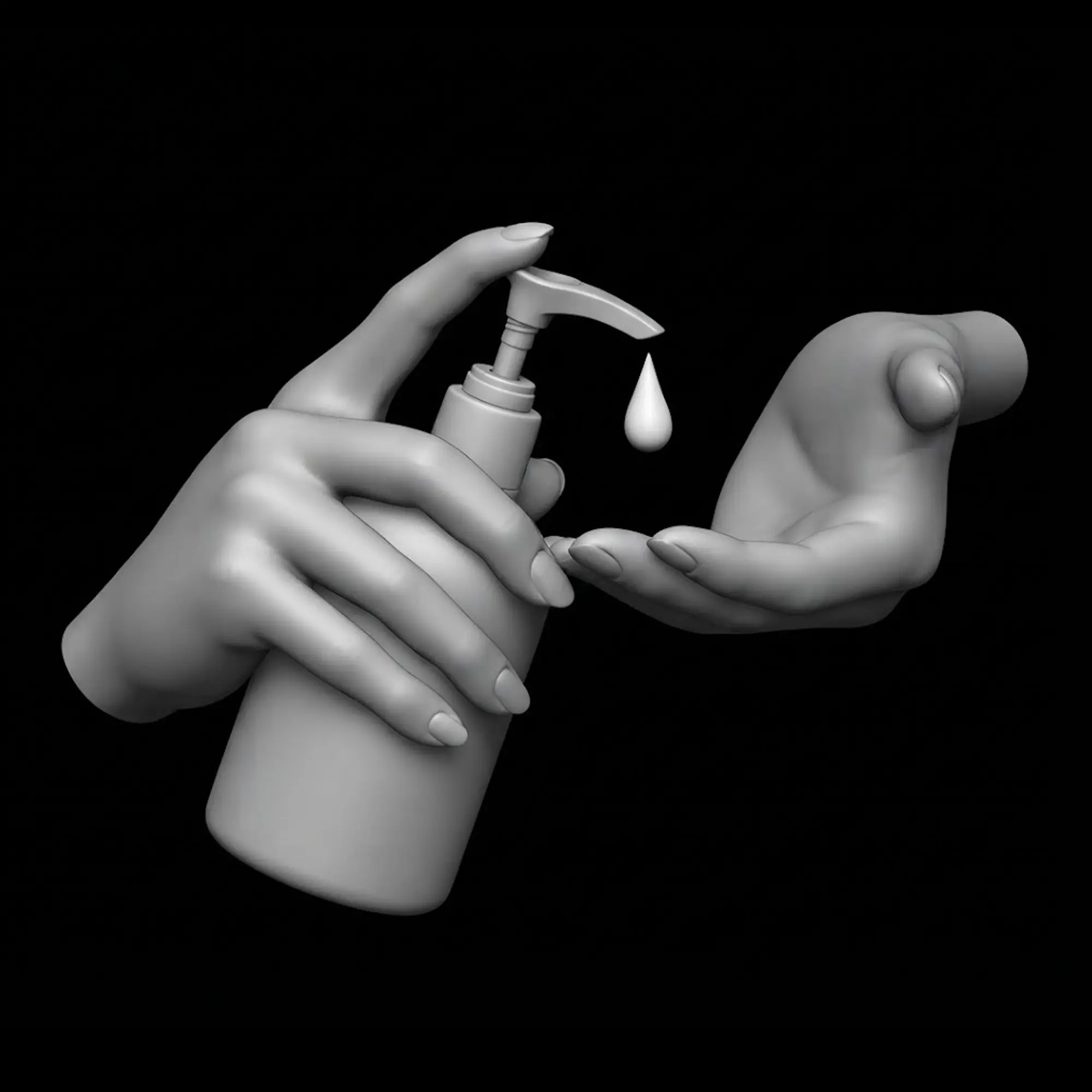Soap pumped from a bottle into an open hand