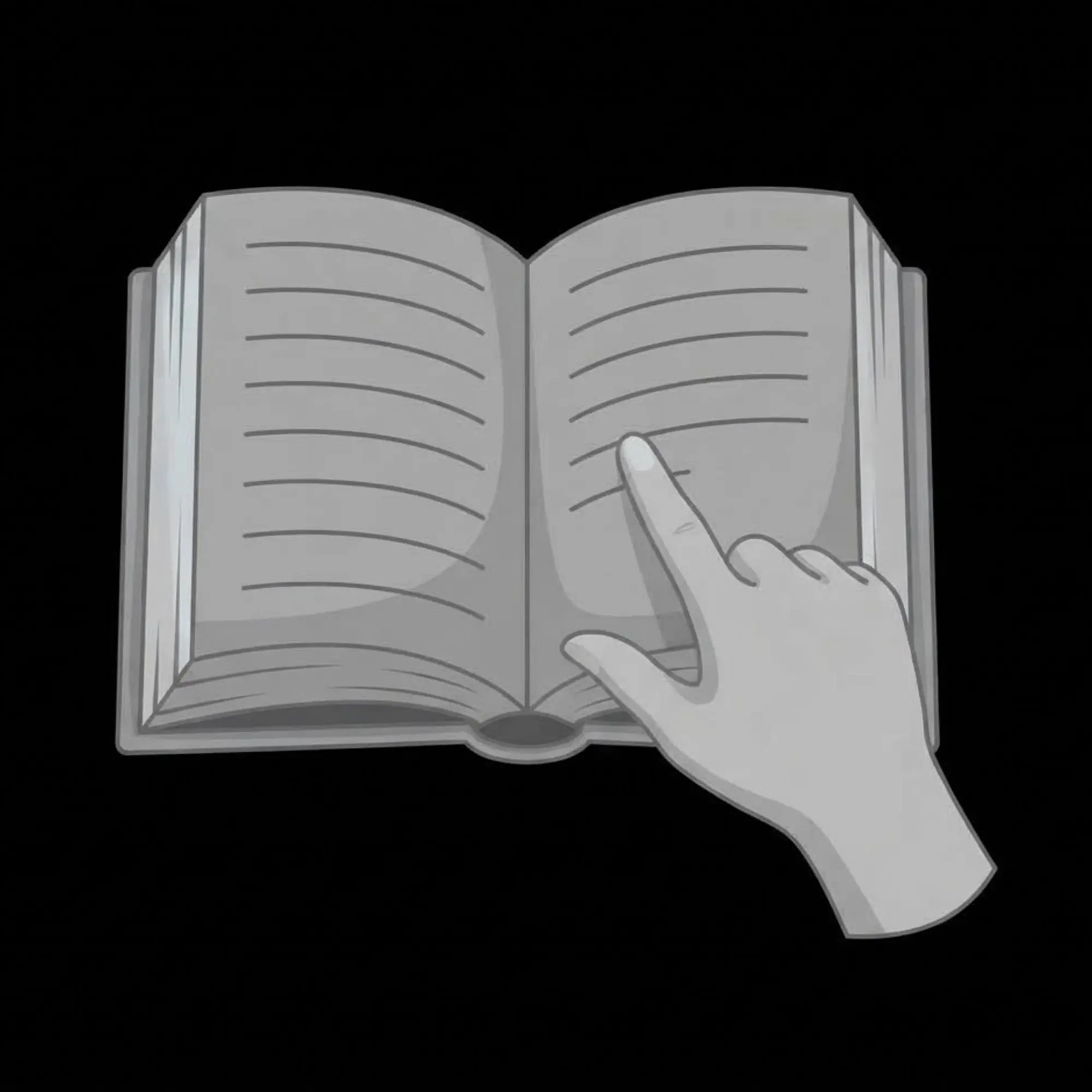 A finger following the text in an open book