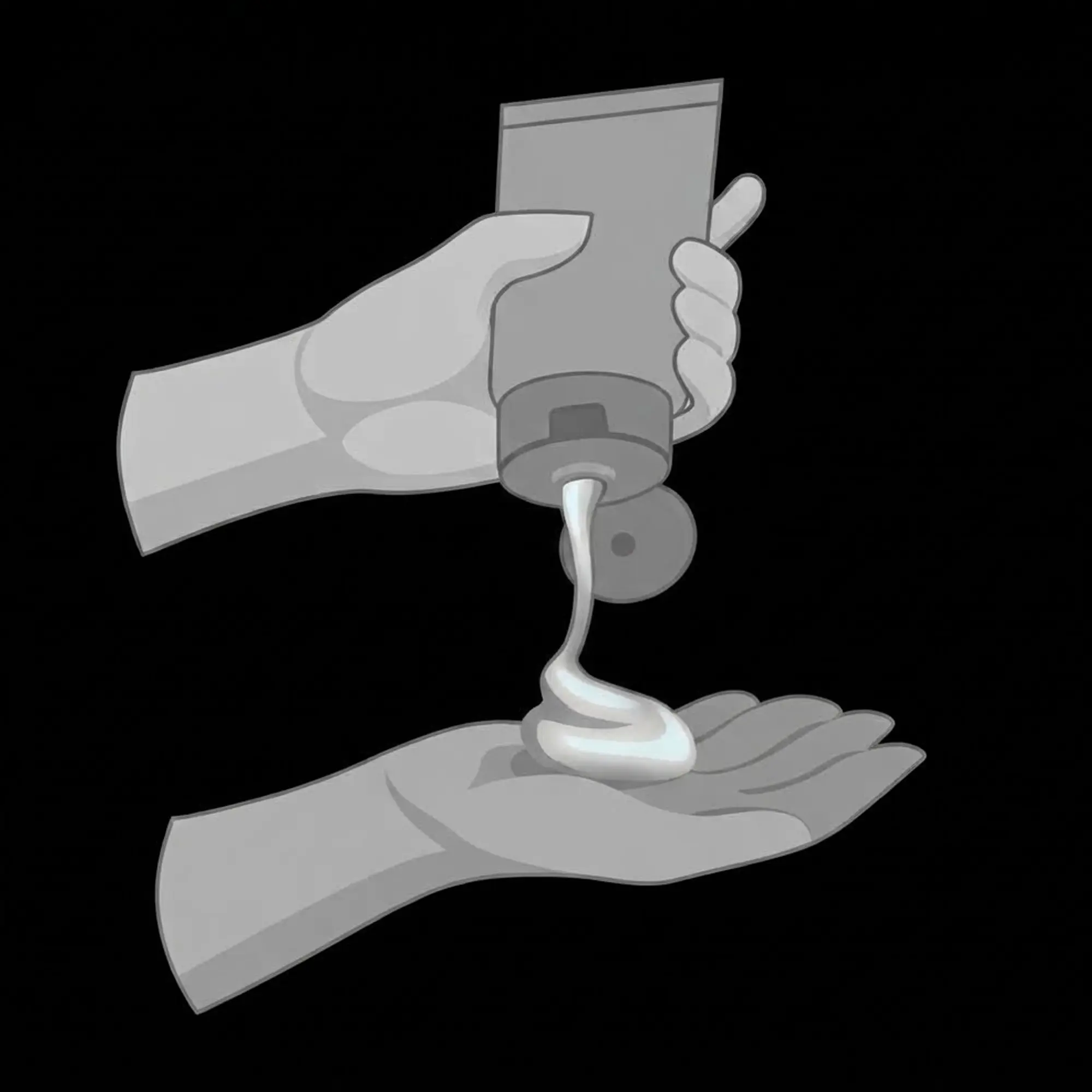Lotion squeezed from a tube into an open palm